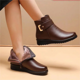 Damen Winter Stiefeletten | Warm Gefüttert mit Schnallendetail – Braun