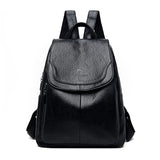 Diebstahlsicherer Lederrucksack – Schwarz