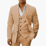 Herren Sommeranzug dreiteilig mit Weste Jacke und Hose – Beige