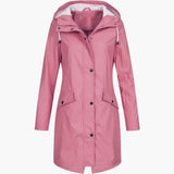 Kapuzierter Parka mit Taschen für Damen – Rosa