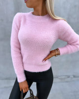 Einfarbiger Pullover – Roze