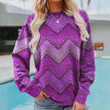 Bunter vintage-strickpullover - oliv – Lila