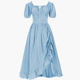 Oktoberfest Dirndl Kleid 2025 mit Rüschen für Damen – Blau