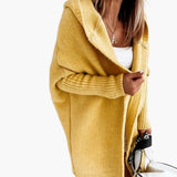 Strick Cardigan mit Kapuze für Damen – Gelb