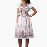 Detailiertes Dirndl kleid für Damen - Oktoberfest 2025 – Grau-Rosé