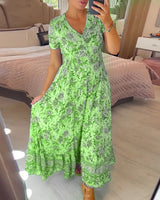 Connie - Floral Maxi Kleid – Grün