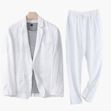 Herren Anzugset mit Blazer und Hose für Frühling Sommer – Weiß
