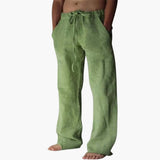 Herren Freizeithose aus Leinen mit Kordelzug für Sommer – Hellgrün