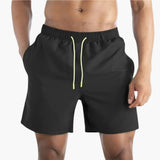 Herren Badeshorts mit Kordelzug und Seitentaschen – Schwarz