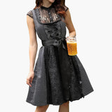 Dirndl kleid mit Spitzen­schürze für Damen - Oktoberfest 2025 – Schwarz