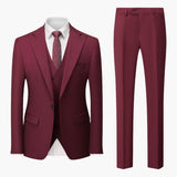 Eleganter Slim Fit Anzug - Herren 3-teilig für Business – Dunkelrot