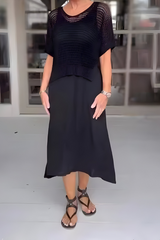 NORMA - Sommerkleid mit Strickoberteil – Schwarz