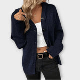 Nina | Klassischer Strick-Cardigan mit Knöpfen – Marine Blau