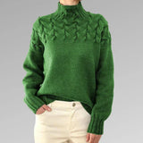 Pullover mit elegantem und warmem rollkragen, kreuzstich-design, unisex – Rot