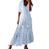 Daley - Bohemian-Kleid für Damen in Überlänge – Hellblau