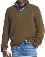 Diego | Sportiver Strickpullover mit Reißverschluss – Braun
