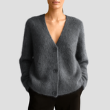 Weide | Gemütlicher Knopf-Cardigan – Dunkelgrau