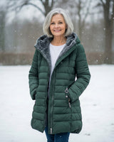 Oksiana – Fleece Gefütterter Puffer Mantel – Grün