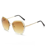 Damen Modisch Geometrisch Stil Sonnenbrille | Übergröße – Hellbraun