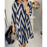 Thalia - Lockeres Zickzack-Kleid – Marineblau