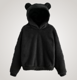 Tialyn - Plüsch-Hoodie mit Bärenohren – Schwarz