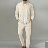 Zweiteiliges Herren-Set | Oberteil und Hose in relaxter Passform – Beige