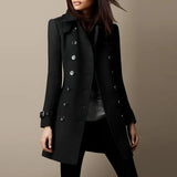Elegante damenjacke mit wendekragen und knöpfen für herbst/winter – Schwarz