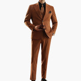 Herren Anzug dreiteilig mit Weste und Slim Fit Schnitt – Karamell