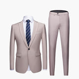 Herren Zweiteiler Anzug mit Blazer und flacher Front Hose – Khaki