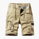 Herren Sommer Cargoshorts mit Reißverschlusstaschen und Kordelzug – Khaki