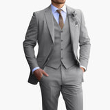 Herren Anzug Dreiteiler mit Weste und schmaler Hose – Grau