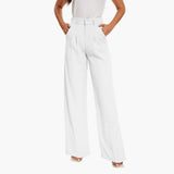 Weite Hosen mit hohem Bund für Damen - Casual Trousers – Weiß