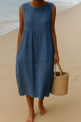 Elena | Elegantes Blumenkleid in Premium-Qualität – Blau