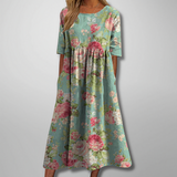 Gail – Florales Damen Maxikleid – Grün
