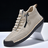Yuval – Leder Turnschuh Mit Seitlichem Reißverschluss – Beige