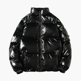 Metallic Winter Pufferjacke für Herren – Schwarz