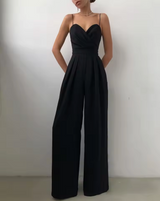 Haven – Eleganter Chiffon-Jumpsuit mit weitem Bein – Schwarz