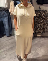 Bridget - Lässiges Hoodie-Kleid – Beige (Fast ausverkauft)