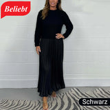 Sophie | Elegantes Faltenkleid – Schwarz
