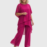 Linda | Anzug mit drapierten Palazzo-Hosen – Pink