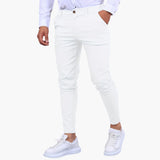 Herren Slim Fit Hose in Knöchellänge mit Taschen – Wit