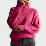 Elena | Warmer Pullover mit Rautenstruktur – Rosa