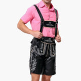 Bestickte Trachten Lederhose für Herren - Oktoberfest 2025 – Schwarz