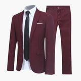 2-teiliges Anzug Set - Slim Fit Herrenanzug für Business Look – Rot
