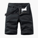Herren-Cargo-Shorts aus Mischgewebe mit verstellbarem Gürtel und Taschen – Schwarz