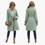 Knee-Length Trenchcoat für Damen – Grün