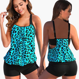 Tankini-Set für Damen - mit Bauchweg-Effekt und verstellbaren Trägern – Blau