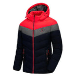 Kapuzenjacke mit verstellbarem design in dreifarbiger optik – Rot Schwarz