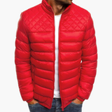 Herren Bomberjacke mit Reißverschluss und gestepptem Design – Rot