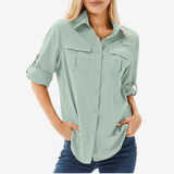 Atmungsaktive Wandershirt für Damen | Lange Ärmel – Mintgrün